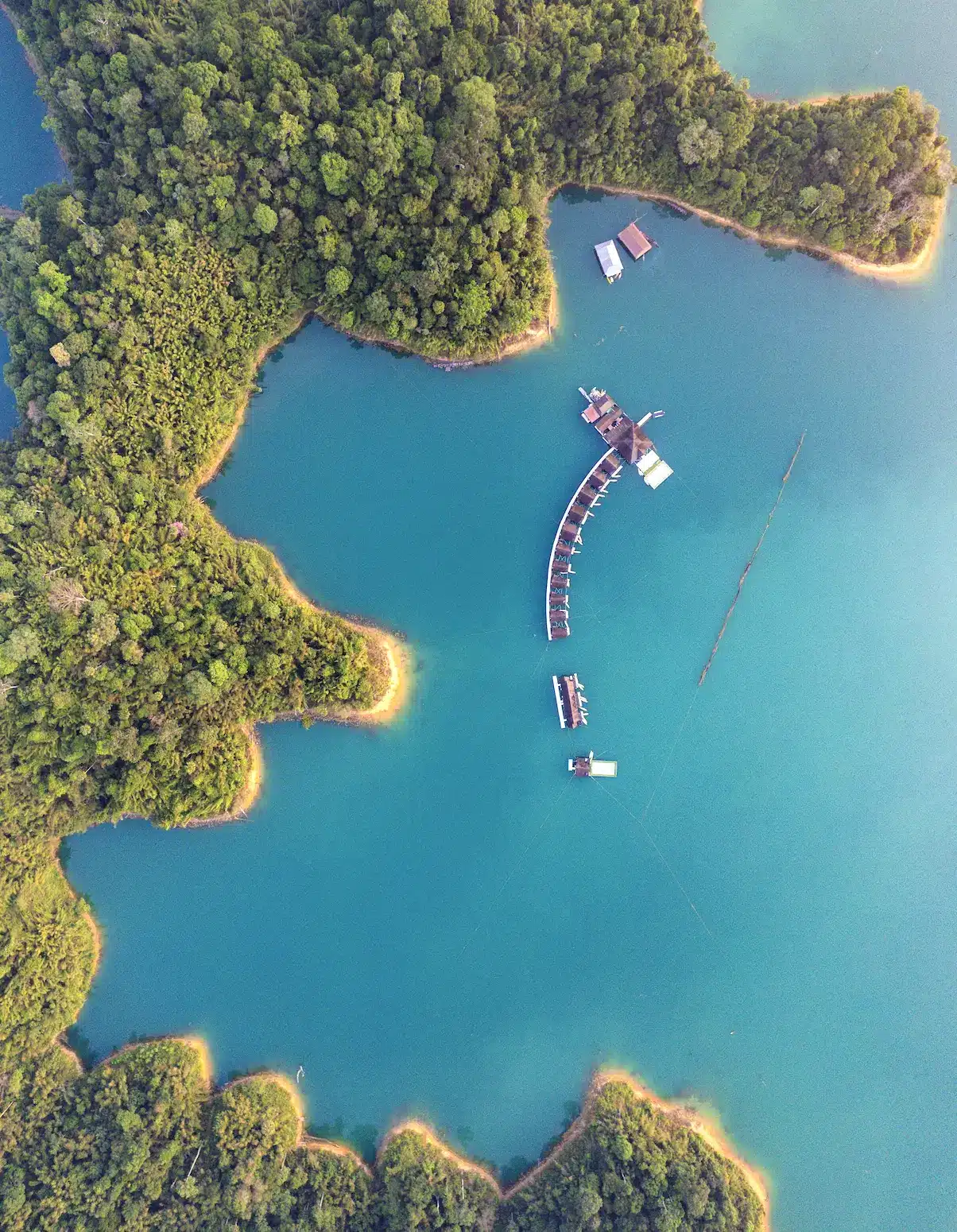 Floating bungalows in Khao Sok National Park in Thailand.